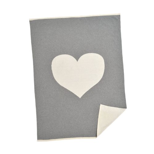 Elisa Heart Baby Blanket - Grey