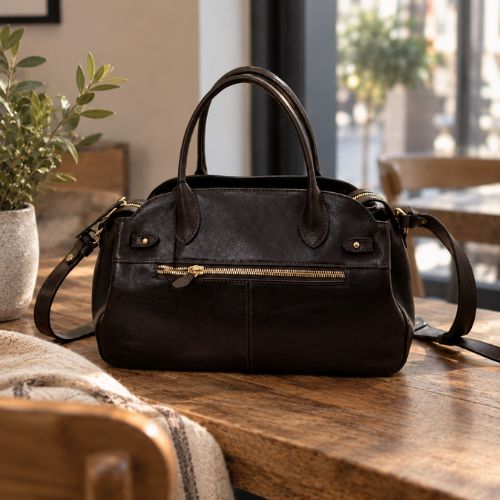 Cantele Leather Handbag - Dark Brown