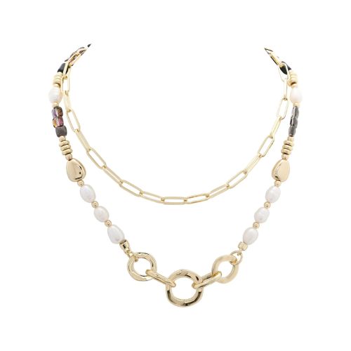 Gold Layered Necklace - Black