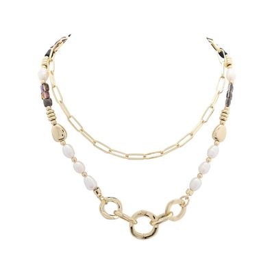 Gold Layered Necklace - Black