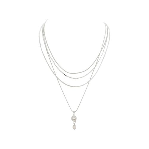 Silver Layered Necklace - Pearl