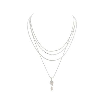 Silver Layered Necklace - Pearl