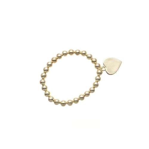 Gold Bead Bracelet - Heart Charm