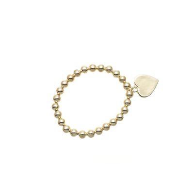 Gold Bead Bracelet - Heart Charm
