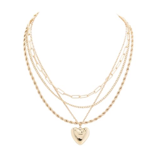 Gold Layered Necklace - Heart