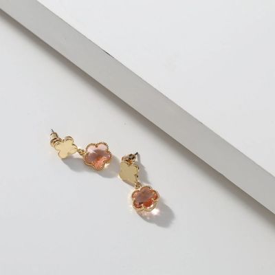 Gold Earrings - Pink Floral