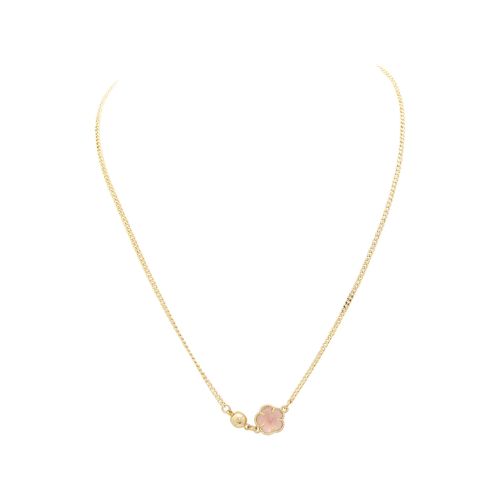 Gold Necklace - Pink Floral