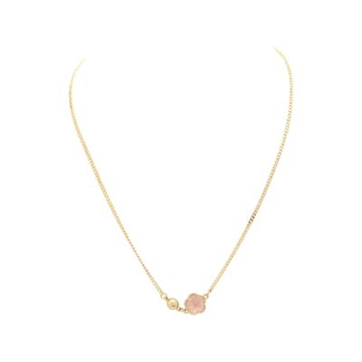 Gold Necklace - Pink Floral