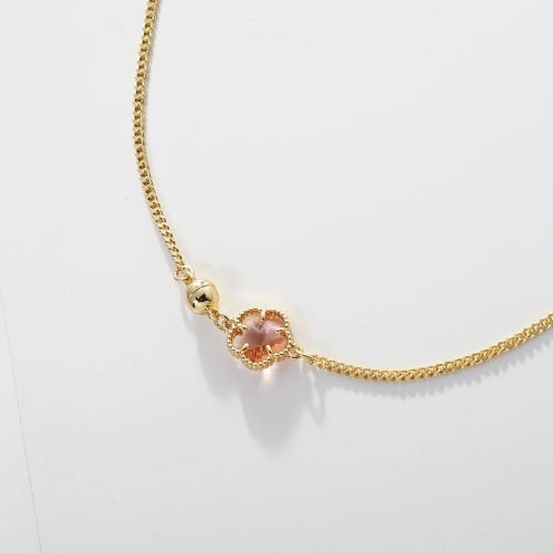 Gold Necklace - Pink Floral