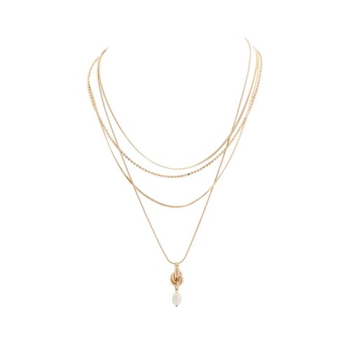 Gold Layered Necklace - Pearl