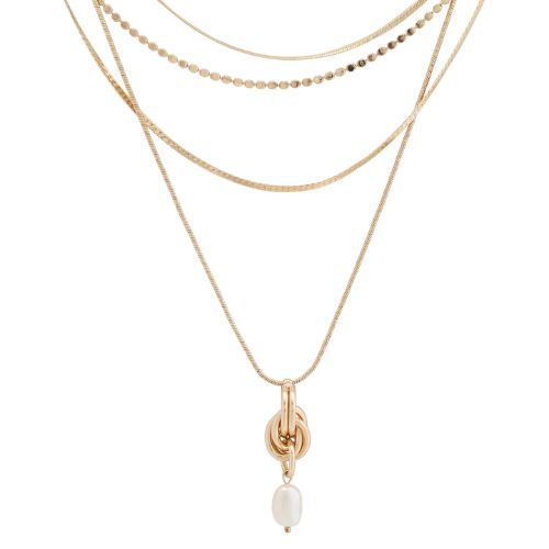 Gold Layered Necklace - Pearl