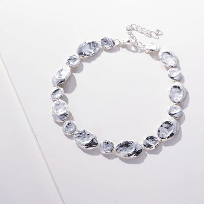 Hammered Silver Collar Necklace