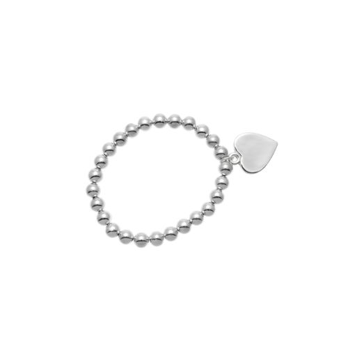 Silver Bead Bracelet - Heart Charm