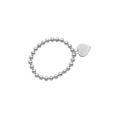 Silver Bead Bracelet - Heart Charm