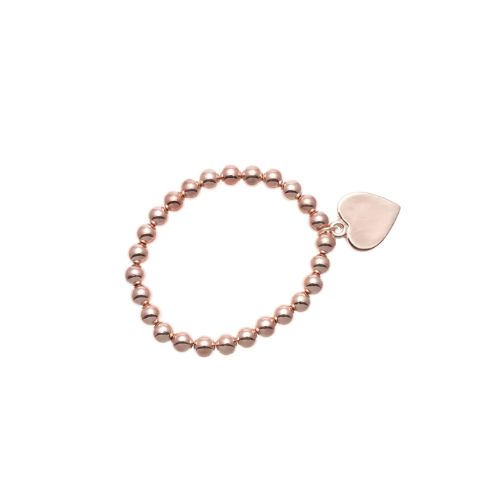 Rose Gold Bead Bracelet - Heart Charm