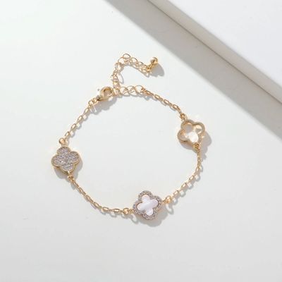 Gold Bracelet - Crystal Clovers