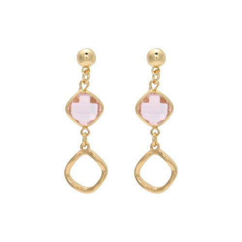 Gold Earrings - Pink Faceted