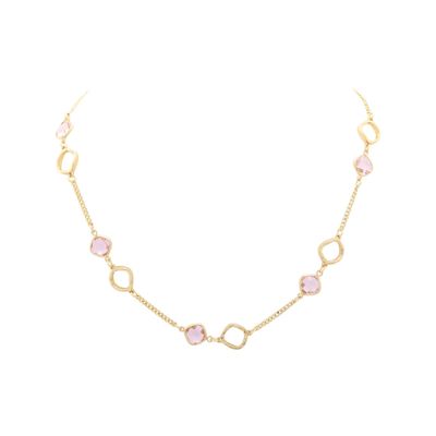 Gold Necklace - Pink Accents