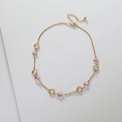 Gold Necklace - Pink Accents