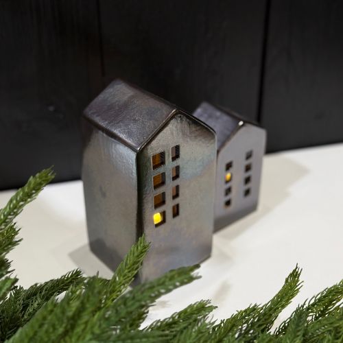 Midnight Ceramic Tea Light House L