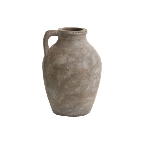 Greige Terracotta Vase - Handle