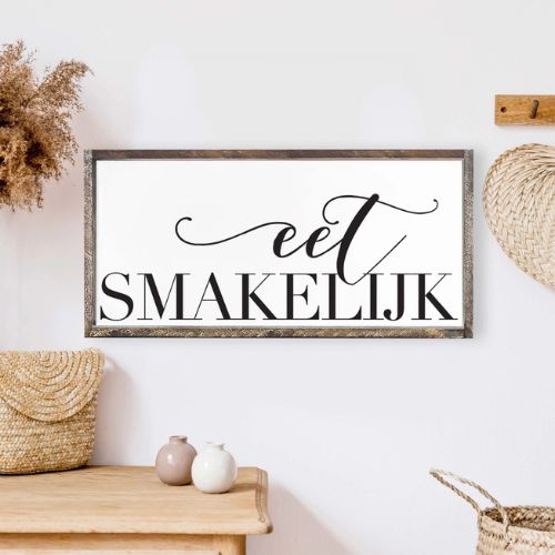 9 x 19" Wood Sign - Eet Smakelijk