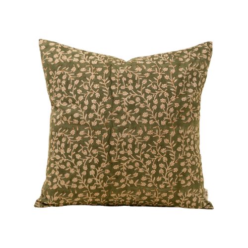 20X20 Wildvine Block Print Pillow, Olive