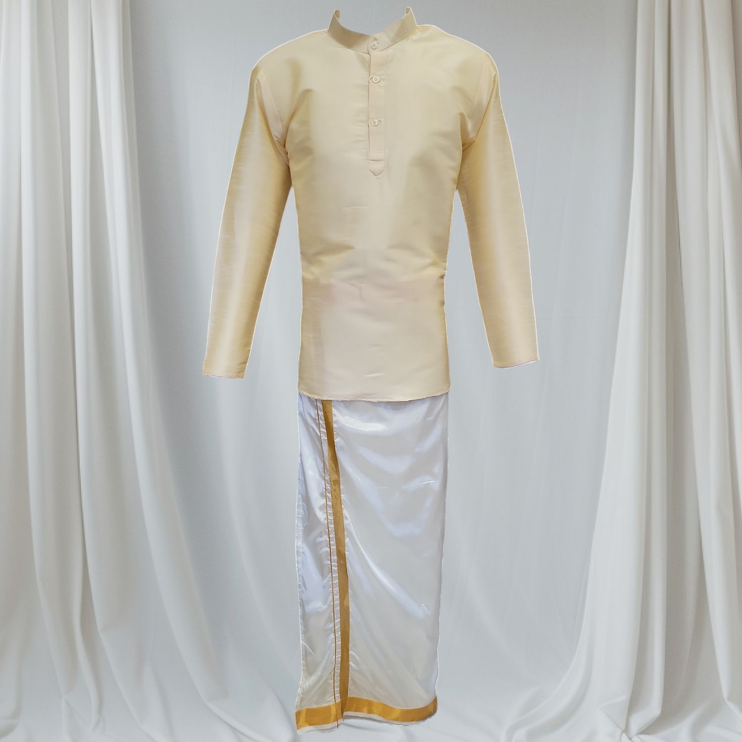MEN LUXE KURTA TOP - GOLD, Size: S-36