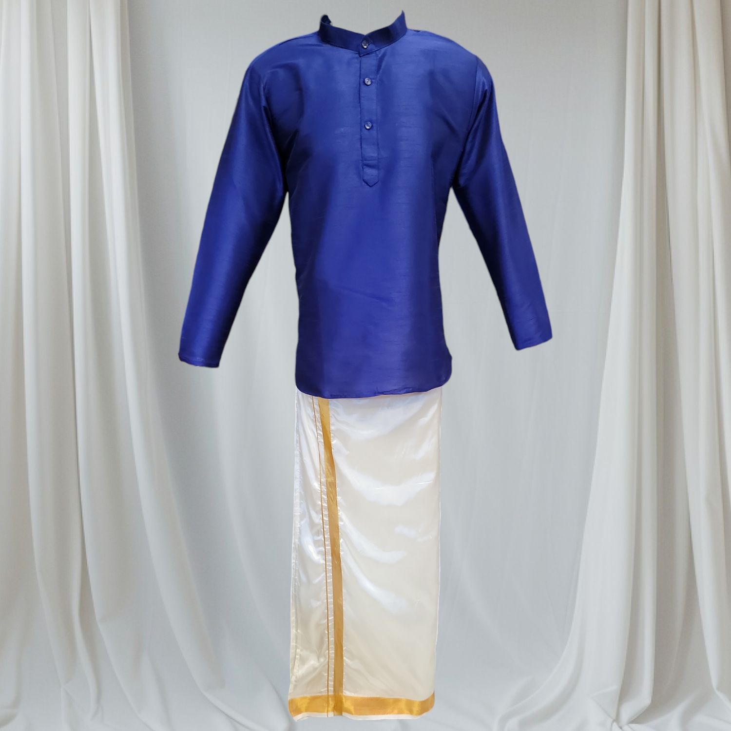 MEN LUXE KURTA TOP - NAVY BLUE, Size: XXXL-46