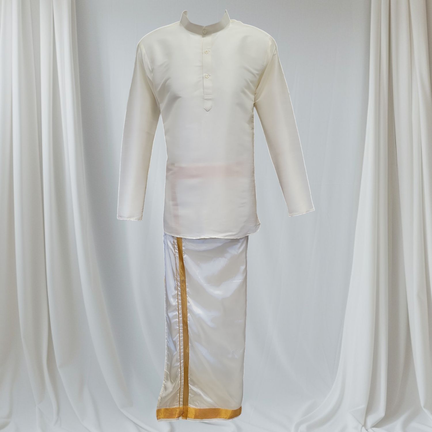 MEN LUXE KURTA TOP - CREAM, Size: S-36