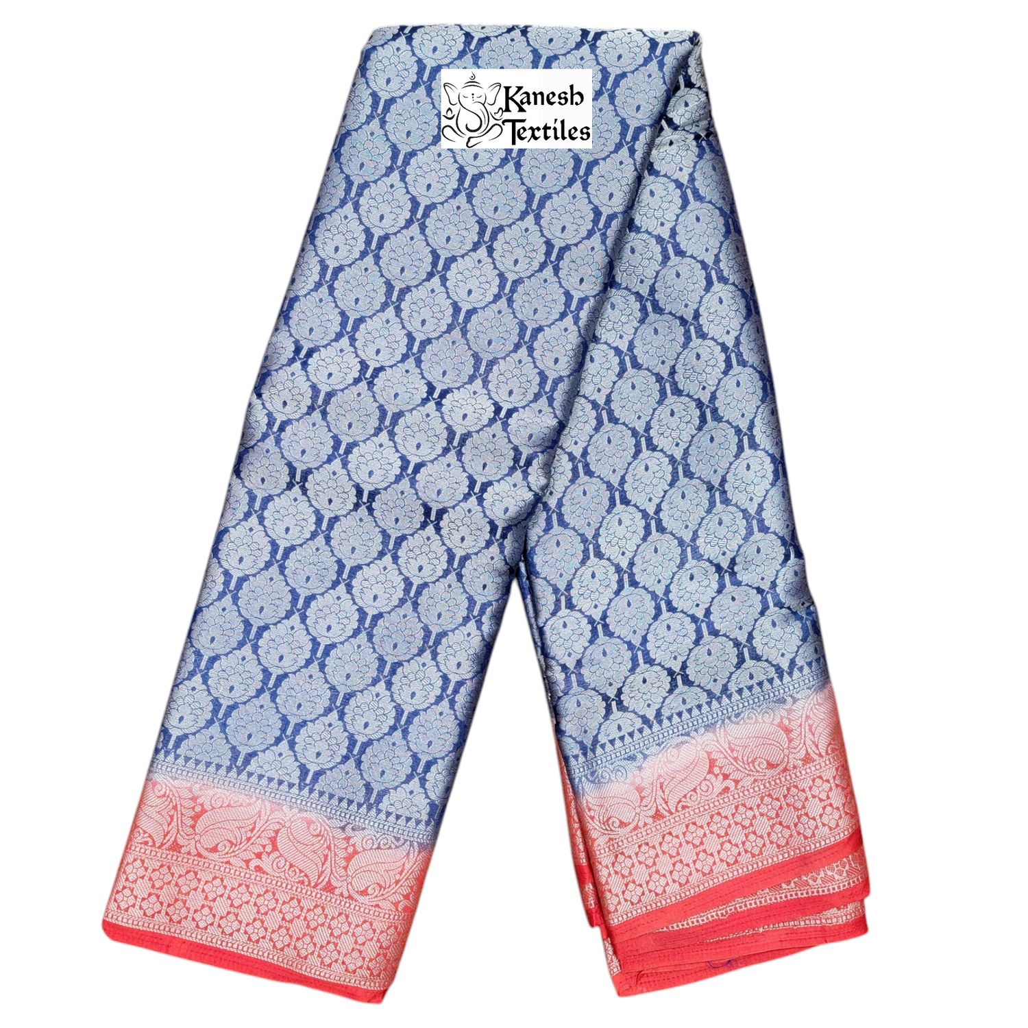 Cotton Silk Banarasi Ranima - 5 NAVY BLUE/RED