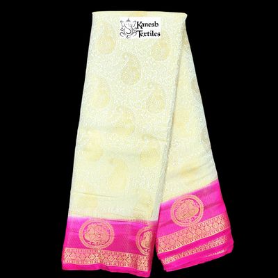 Cotton Silk Banarasi Ranima - 2 WHITE/PINK