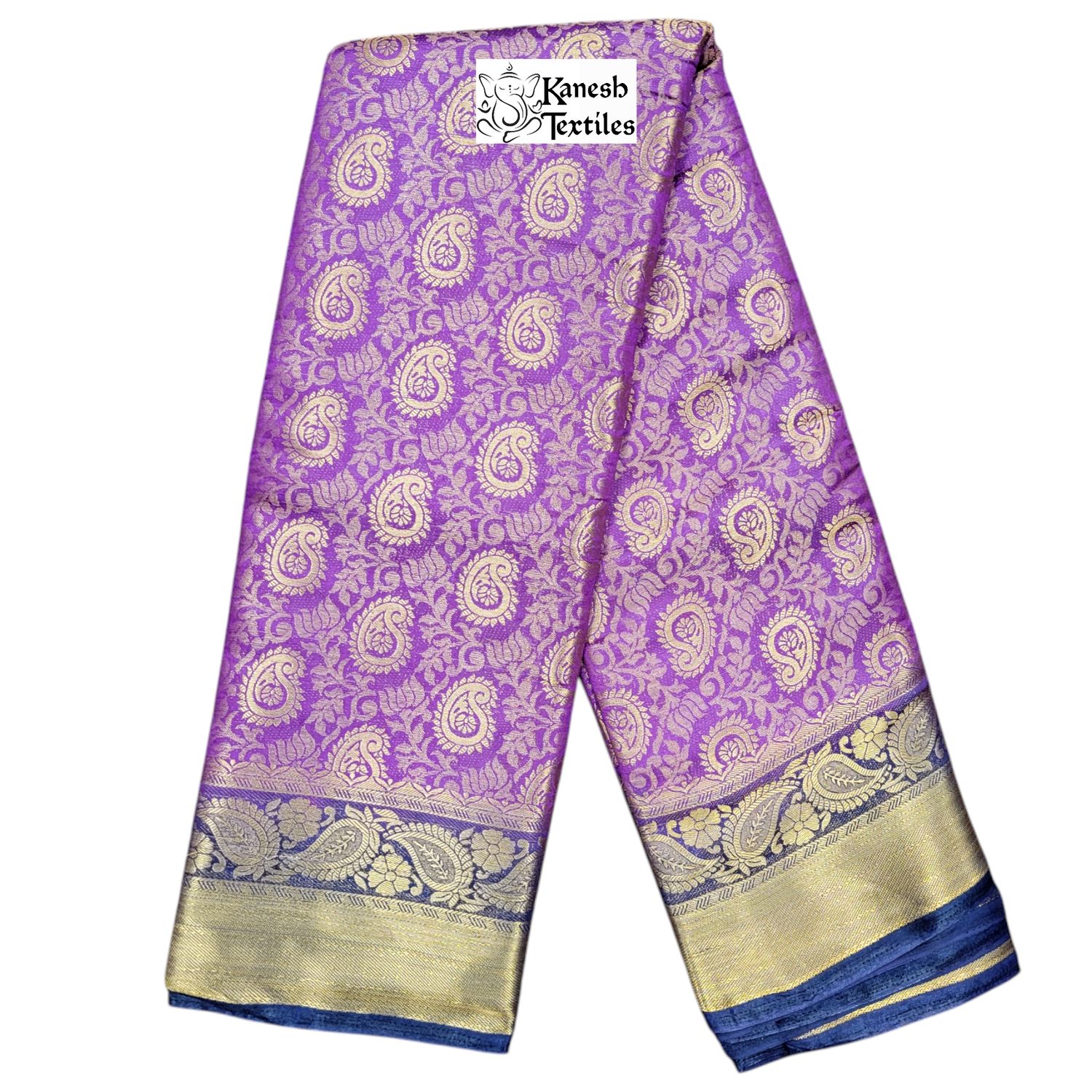 Cotton Silk Banarasi Ranima - 7  PURPLE/NAVY BLUE