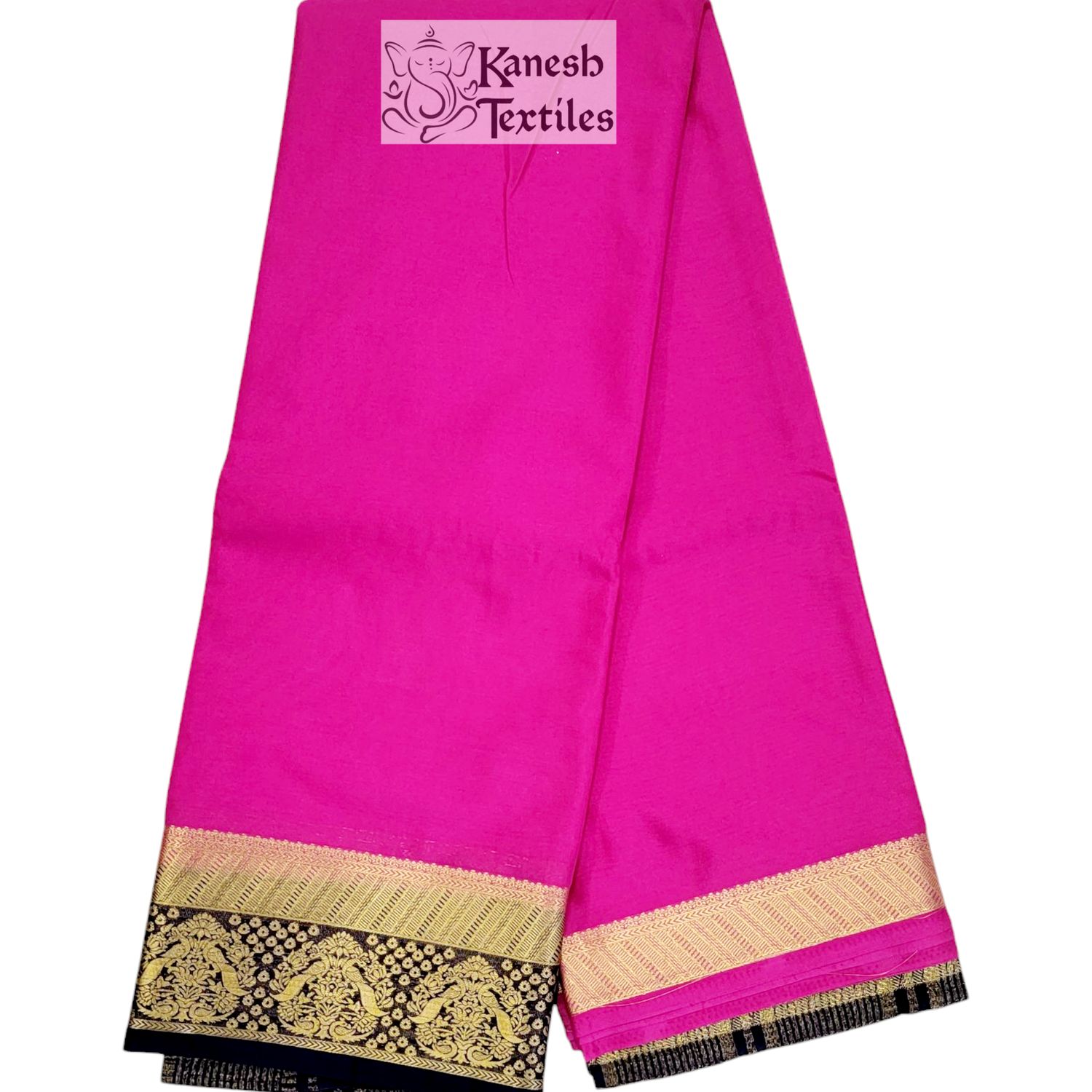 MAYSORE SILK KALYANI-MAGENTA with Navy Blue
