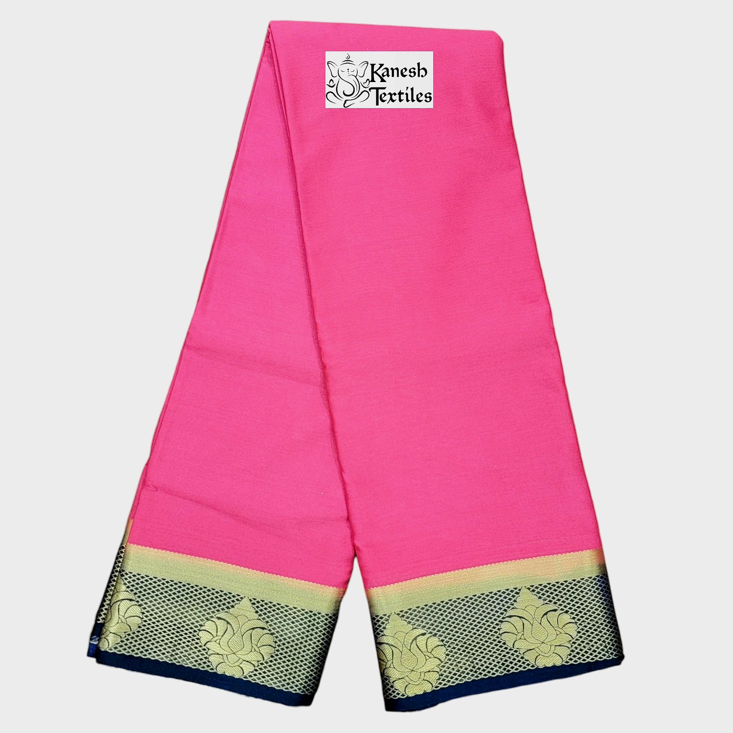 MAYSORE SILK KALYANI-CORAL with Navy Blue