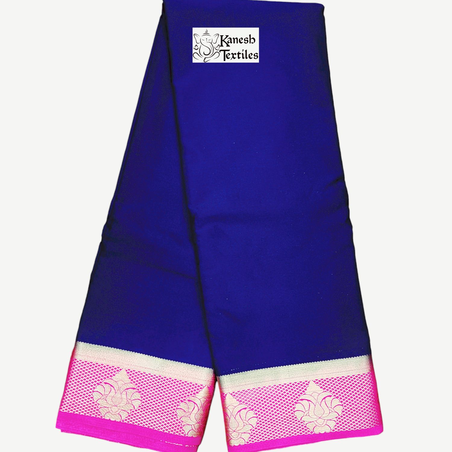 MAYSORE SILK KALYANI-NAVY BLUE with Magenta