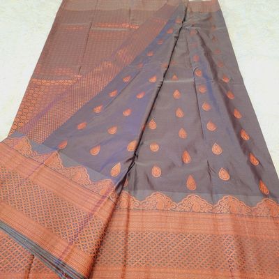 Soft Silk Saree - ASH COPPER