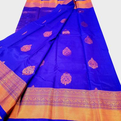 Soft Silk Saree- ROYAL BLUE/COPPER 18