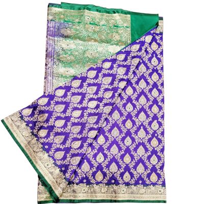 Pure Banarasi Silk Saree- PURPLE / GREEN 19