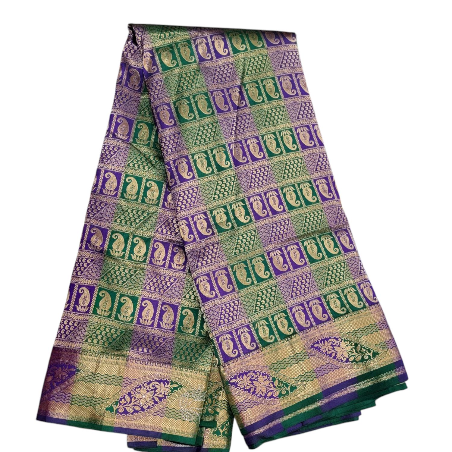 KANCHIPURAM- DIAMOND GREEN / PURPLE