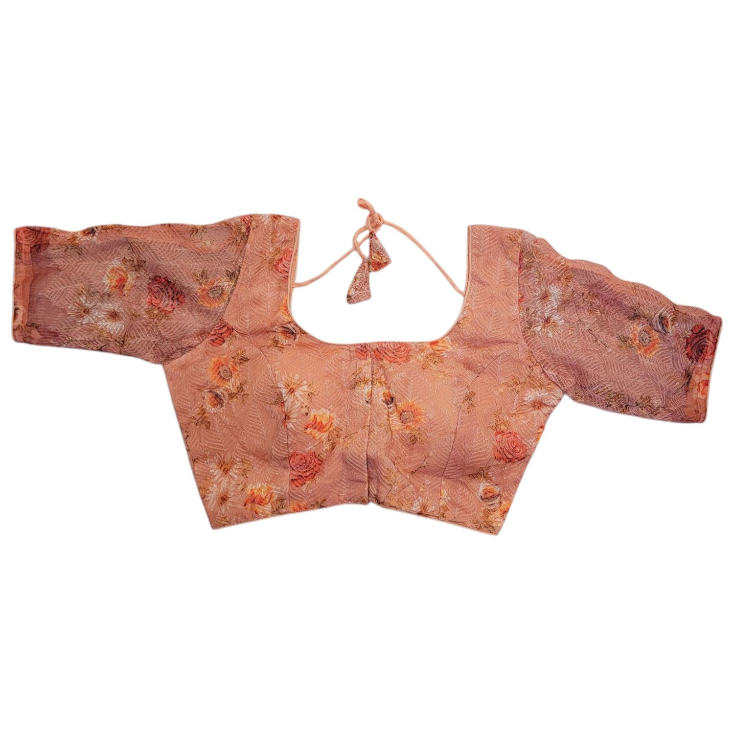 Lace Floral Saree Blouse - PEACH