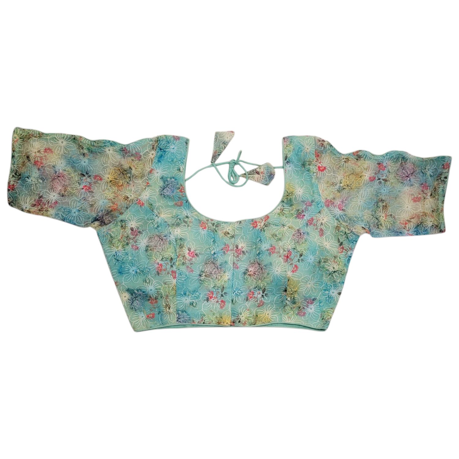 Lace Floral Saree Blouse - BLUE