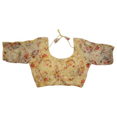 Lace Floral Saree Blouse - GOLD