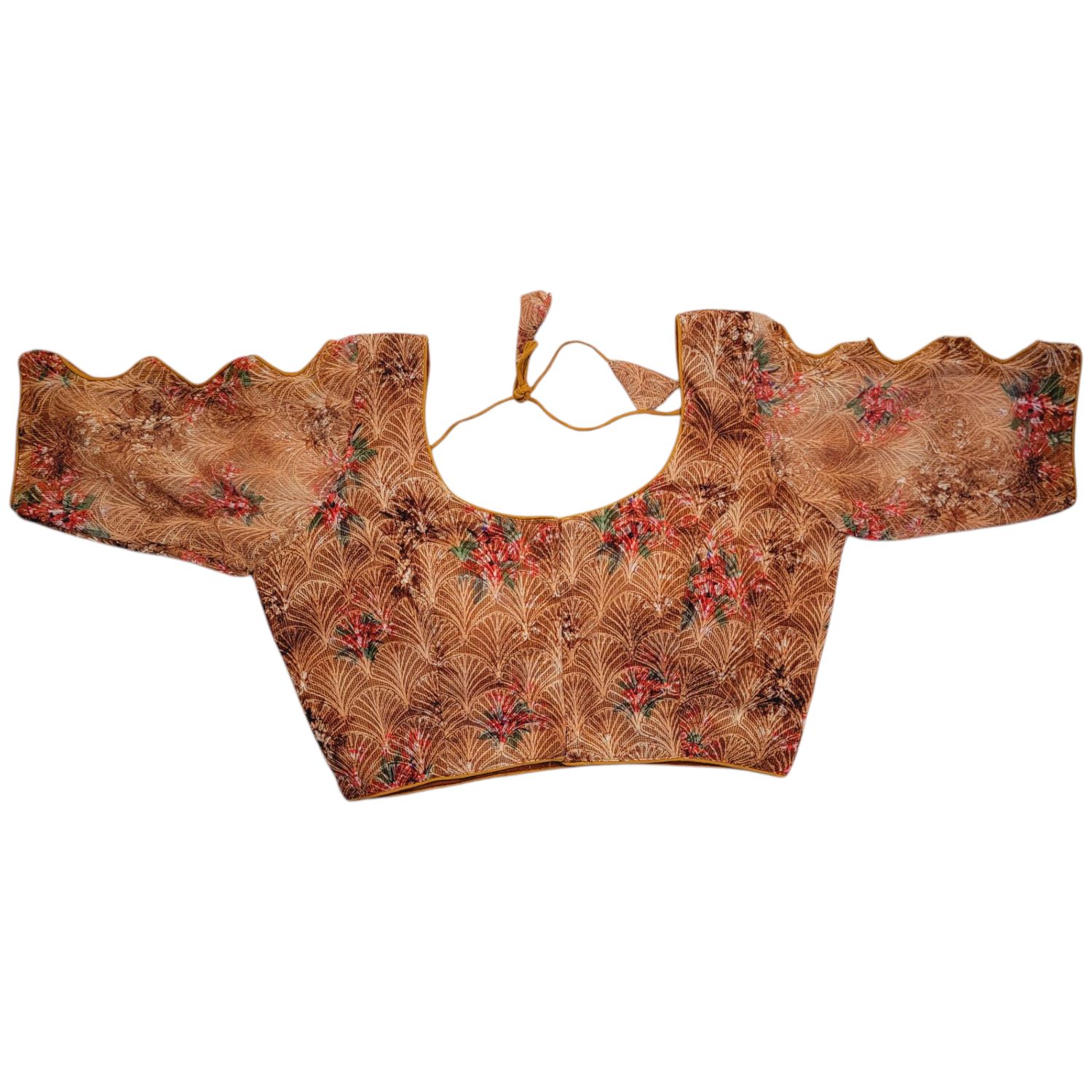 Lace Floral Saree Blouse - COPPER