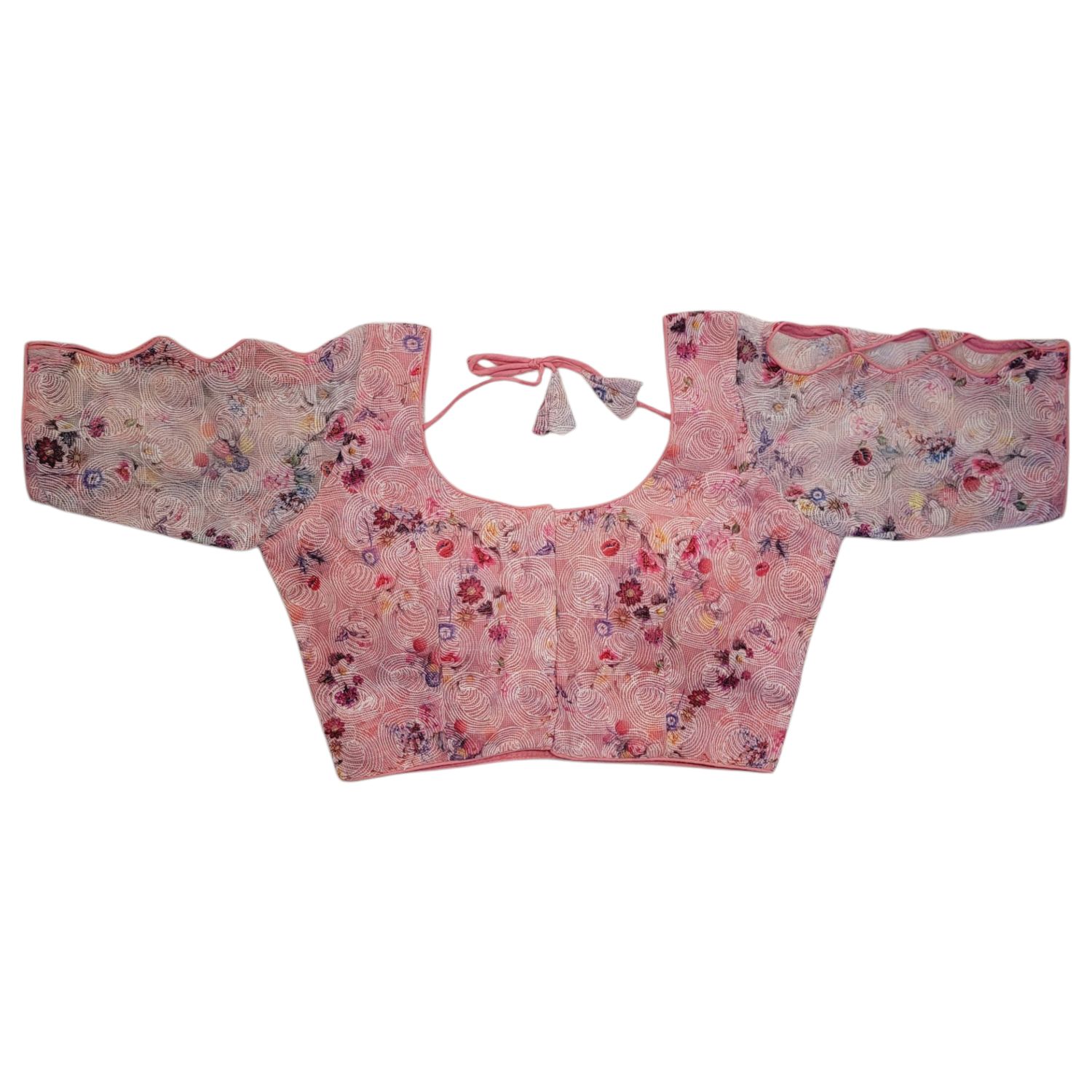 Lace Floral Saree Blouse - PINK
