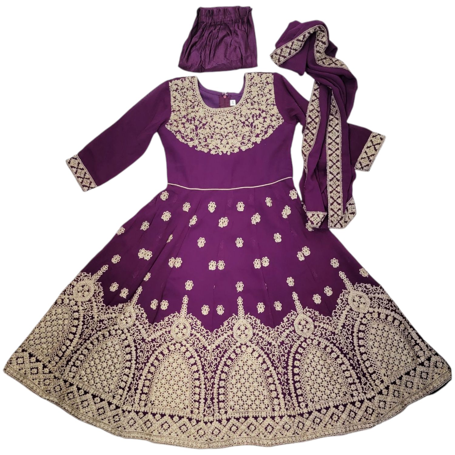GIRLS GOREGETTE LONG DRESS SALWAR Dreams - Purple