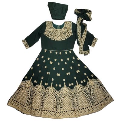 GIRLS GOREGETTE LONG DRESS SALWAR Dreams - Green