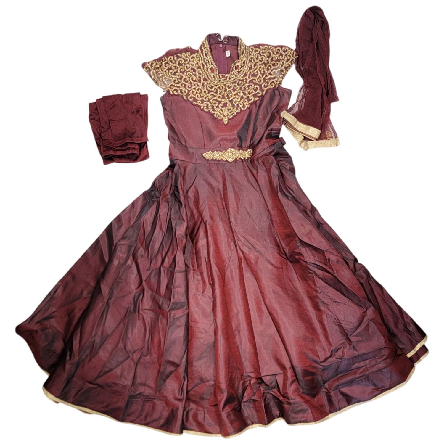 GIRLS LONG DRESS SALWAR - Princess Maroon