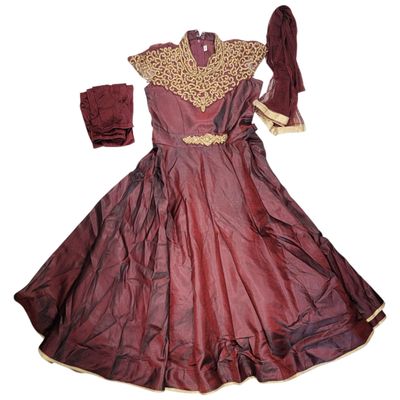 GIRLS LONG DRESS SALWAR - Princess Maroon