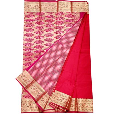Soft Silk Saree Anvika - CHILLI RED /  with MAGENTA blouse